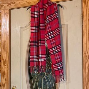 Pink plaid cashmere scarf